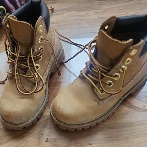 Timberland Kids Brown Boots with Gold Accents